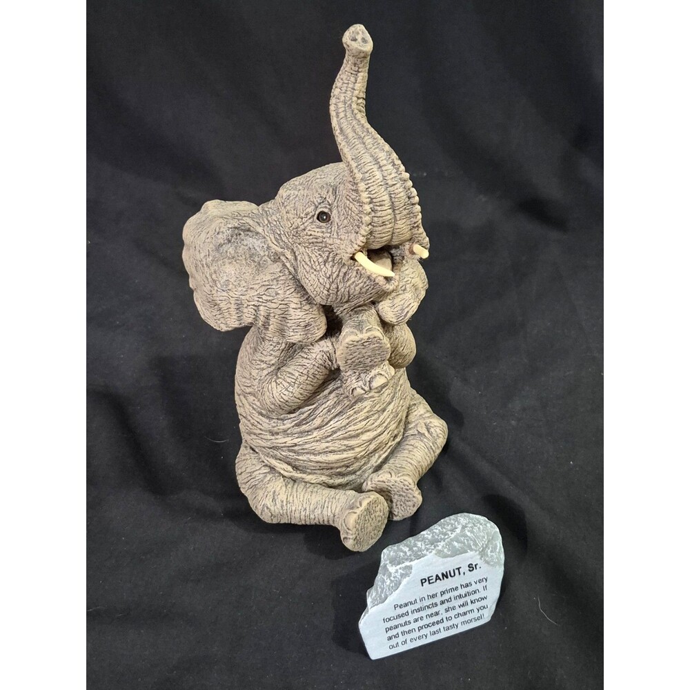 10" Martha Carey The HERD Peanut Sr. Elephant Sculpture Story Stone